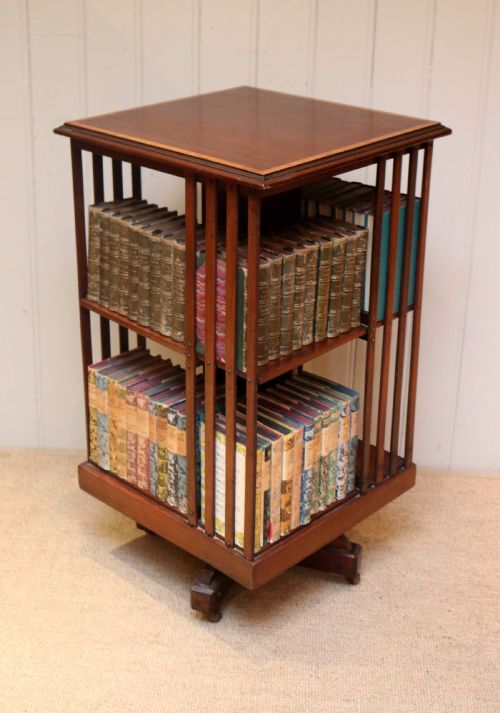 Edwardian Inlaid Mahogany Revolving Bookcase