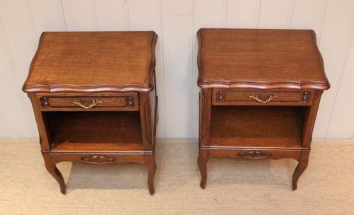 fig 1. Pair Of Oak Low Bedside Cabinets