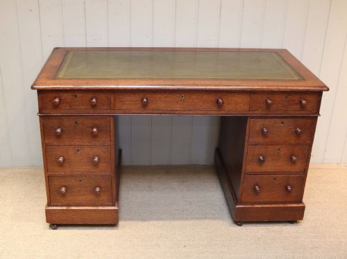 Solid Oak Pedestal Desk