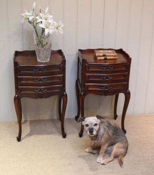 fig 1. Pair Of French Cherry Wood Bedside Cabinets