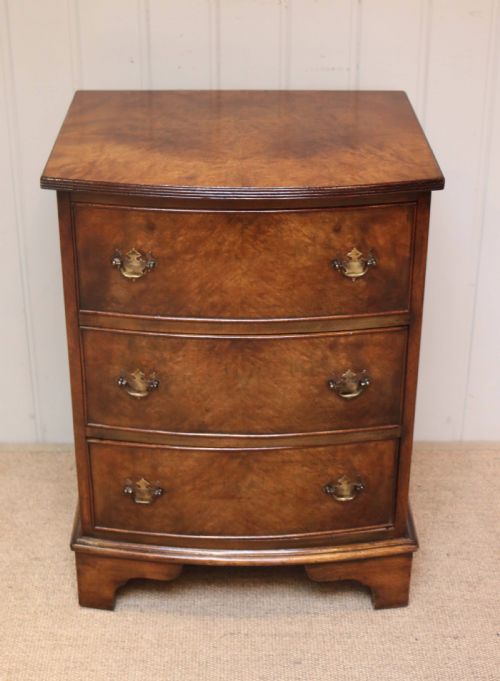 Small Proportioned Burr Walnut Bow Front Chest of Drawers
