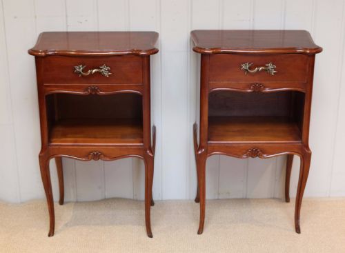 fig 1. Pair Of Cherry Wood Bedside Cabinets