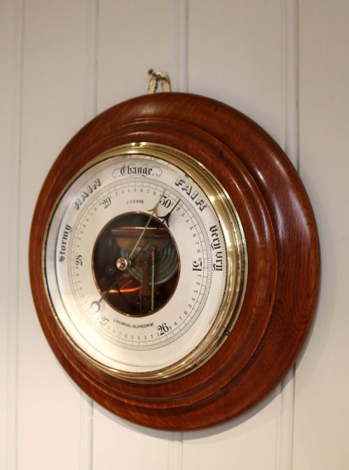 fig 1. Large Oak Aneroid Barometer