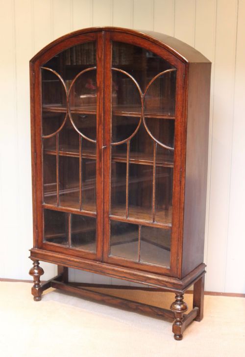 fig 1. Oak Arch Top Glazed Bookcase