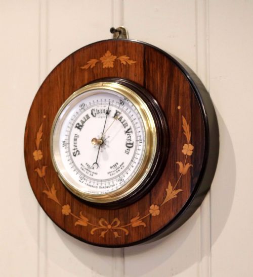 Rosewood Circular Inlaid Barometer