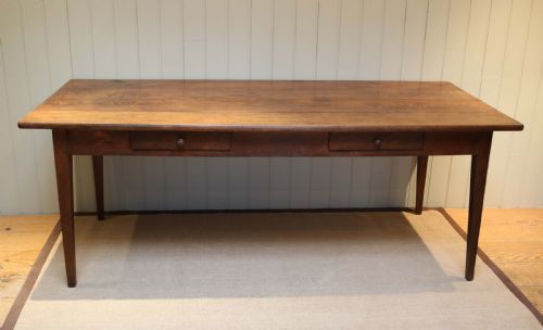 French Oak Farmhouse Table with Two Drawers