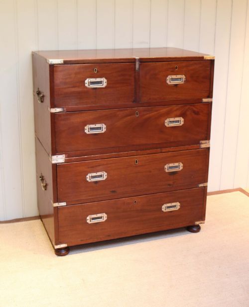 Victorian Mahogany Brass Bound Military Chest
