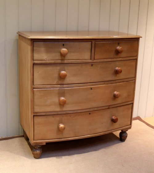 Victorian Pine Bow Front Chest of Drawers