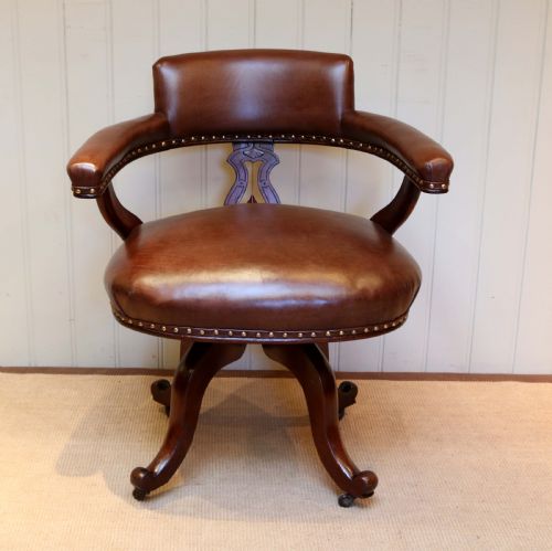 Victorian Mahogany and Leather Desk Chair