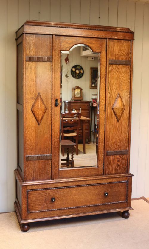 1920s Solid Oak Wardrobe