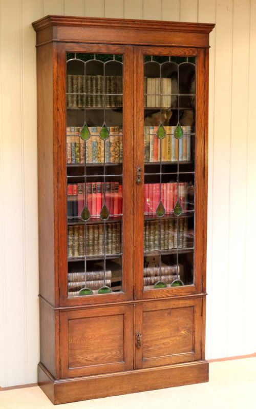 Tall Oak Cabinet Bookcase