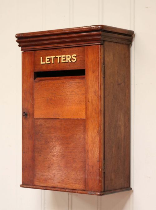 Edwardian Mahogany Wall Mounted Post Box
