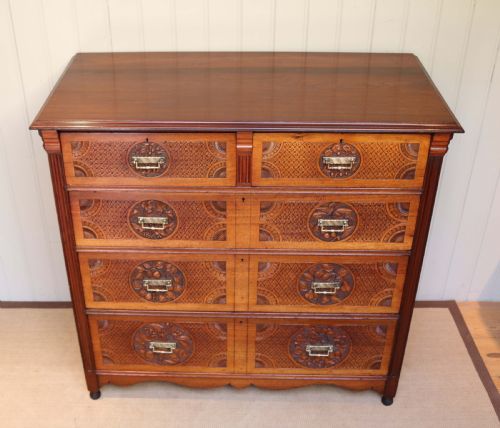 Solid Walnut Asethetic Movement Chest of Drawers