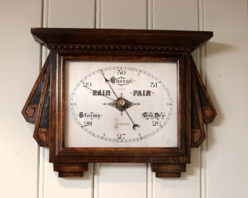 fig 1. Art Deco Style Oak Aneroid Barometer