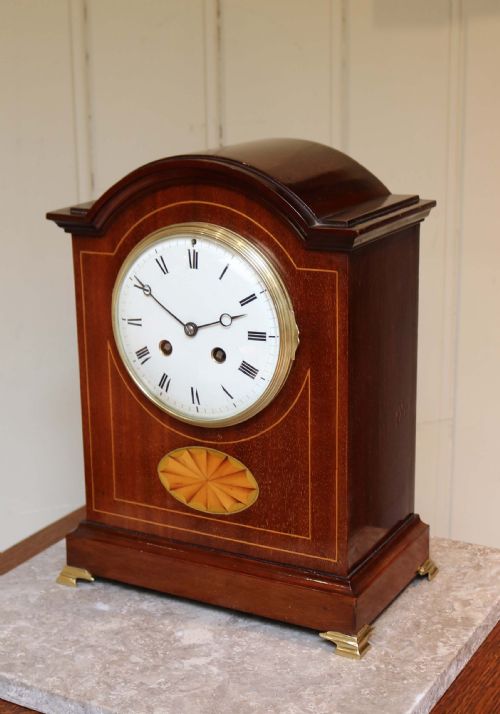 fig 2. Edwardian Solid Mahogany And Inlay Mantel Clock