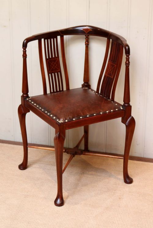 Edwardian Mahogany Inlaid Corner Chair