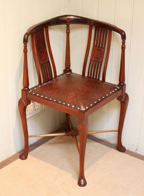 fig 1. Edwardian Mahogany Inlaid Corner Chair 