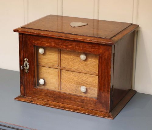 fig 1. Edwardian Oak Table Top Collectors Box 