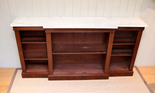 fig 1. Large Mahogany Breakfront Marble Top Open Bookcase
