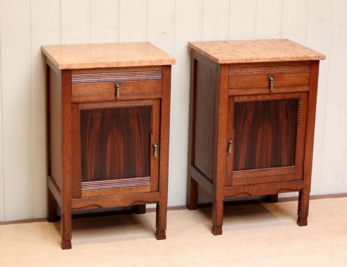 fig 1. Pair Of French Marble Top Bedside Cabinets