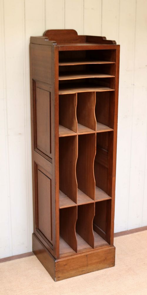 Tall Open Walnut Filing Cabinet
