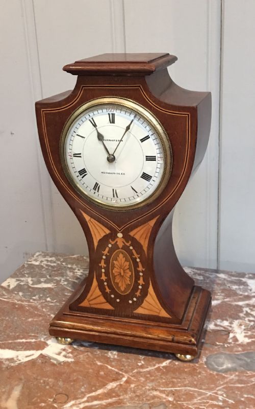 Edwardian Mahogany and Inlay Balloon Clock (England and France, C. 1905)