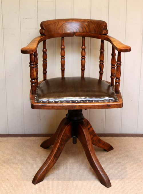 Oak and Leather Office Chair