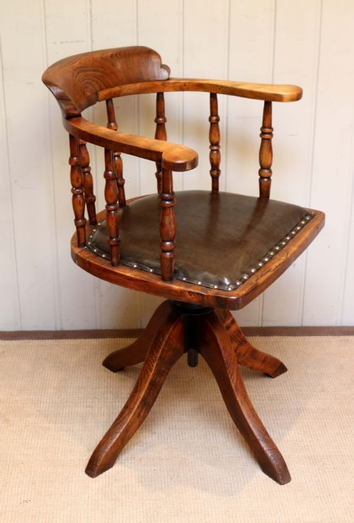 fig 1. Oak And Leather Office Chair