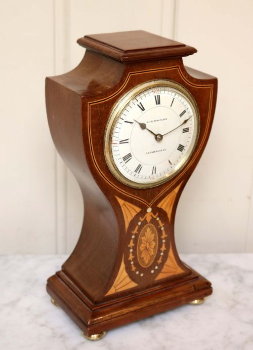 fig 1. Edwardian Mahogany and Inlay Balloon Clock (England and France, c. 1905)