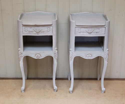 Pair of French Painted Bedside Cabinets