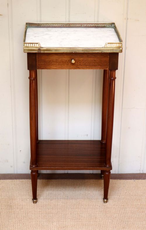 French Mahogany Marble Top Bedside Cabinet