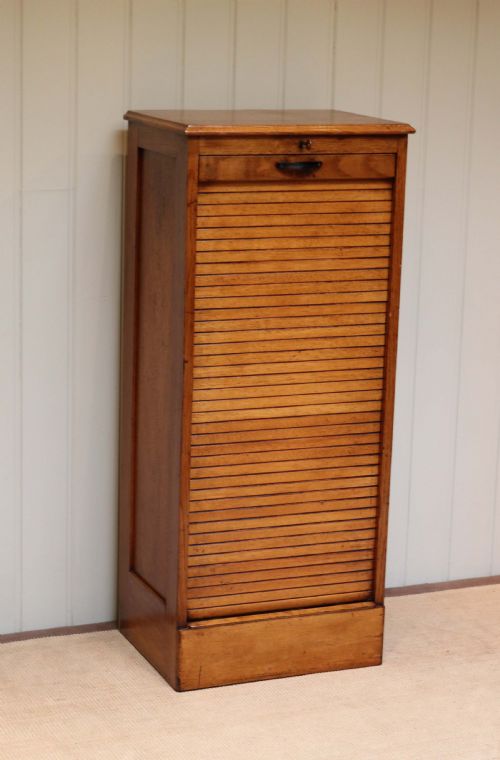 Golden Oak Tambour Front Filing Cabinet