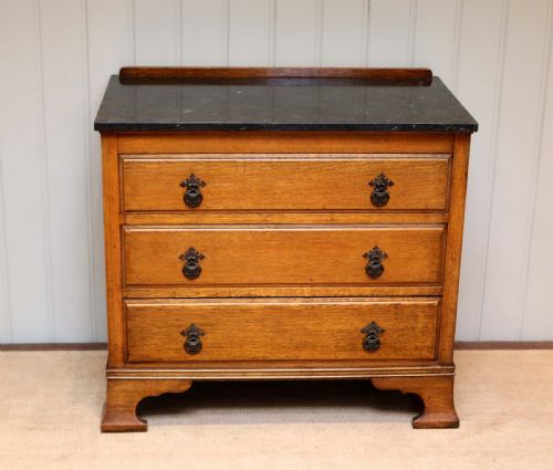 Small Proportioned Oak Marble Top Chest
