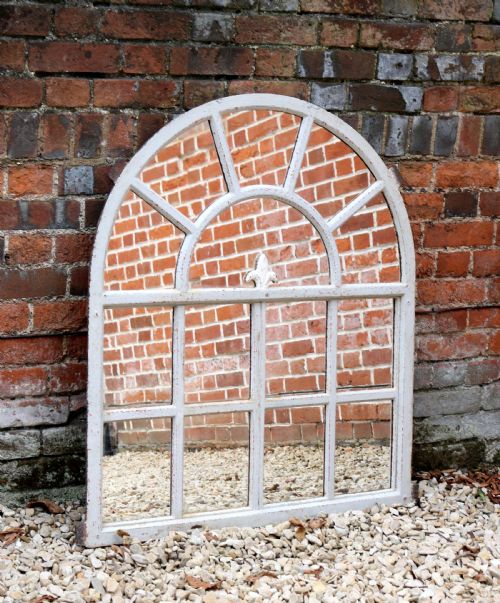 Late 19th Century Painted Arch Top Metal Window Mirror