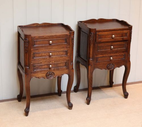 French Solid Oak Bedside Cabinets