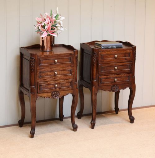 fig 1. French Solid Oak Bedside Cabinets