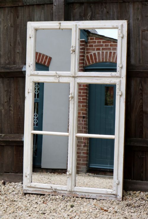 Large Painted Sectional Wooden Window Mirror