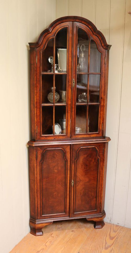 fig 1. Walnut Arch Top Corner Cabinet