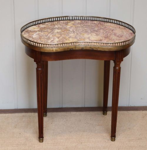 French Kidney Shaped Marble Top Table