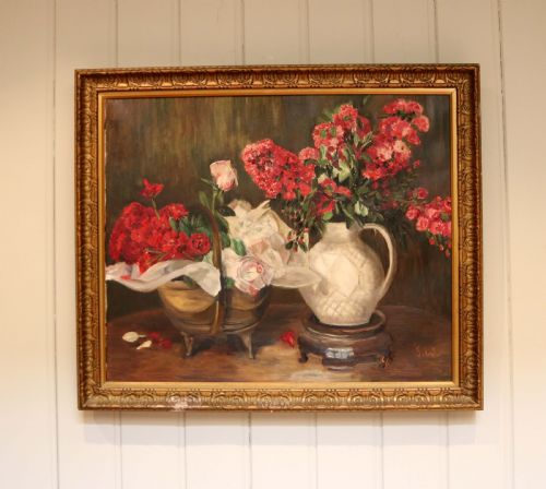 fig 1. Floral Still Life Oil On Canvas