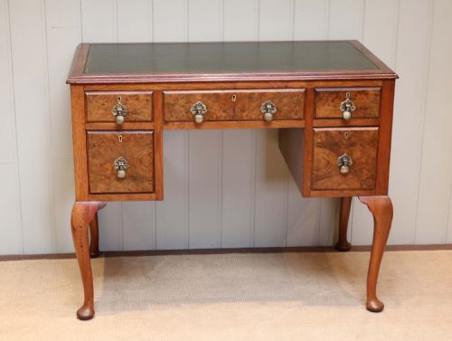 Burr Walnut Kneehole Writing Desk