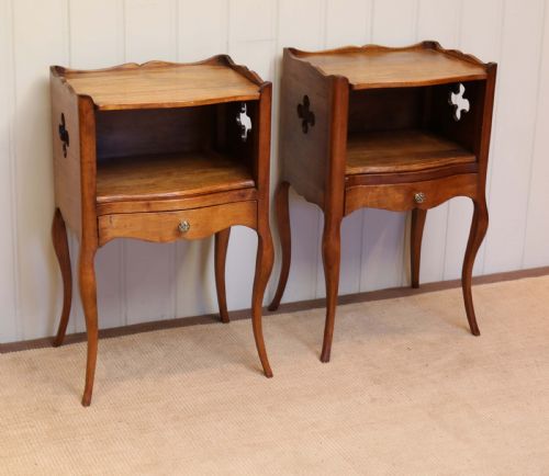 fig 1. Pair Of French Cherry Wood Bedside Cabinets