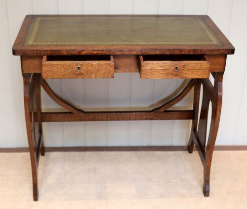 fig 1. Arts And Crafts Inspired Oak Writing Desk