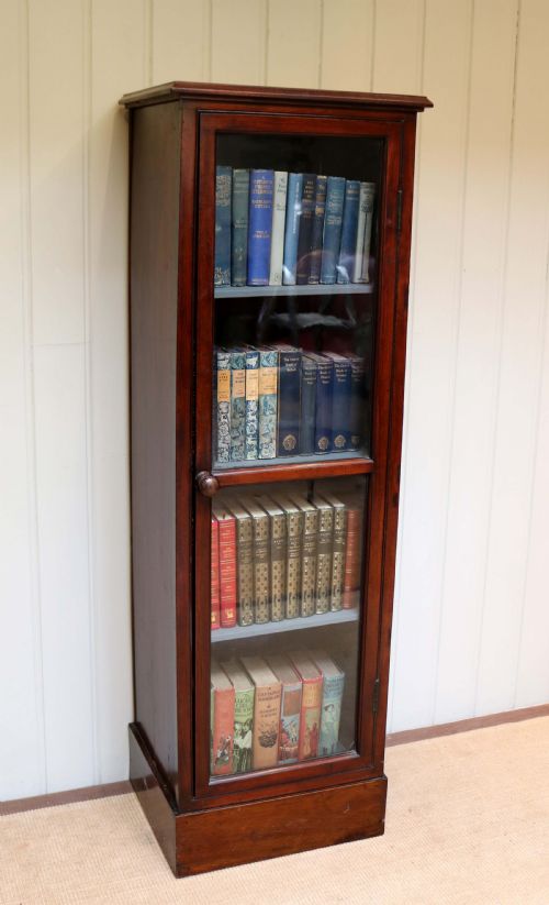 Tall Slim Mahogany Glazed Cabinet