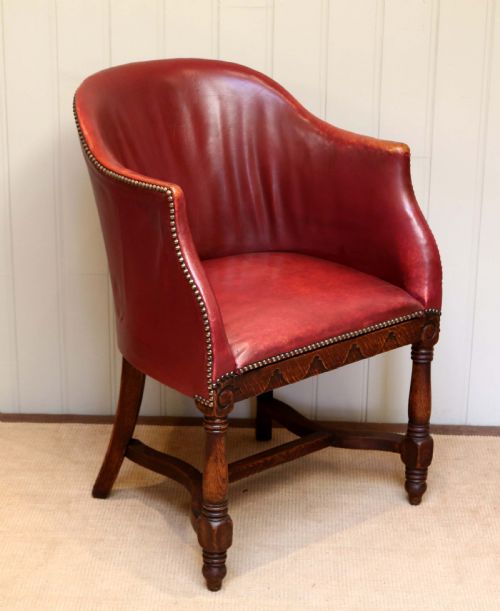 Oak Framed Leather Tub Chair