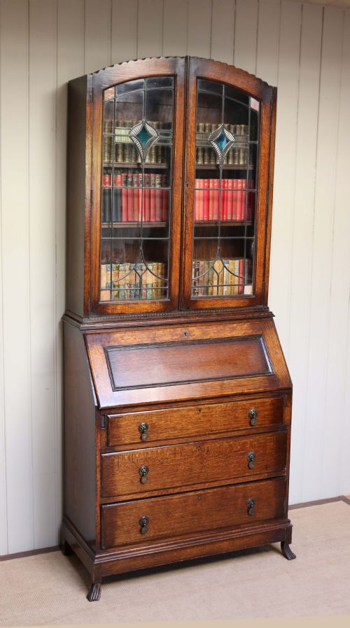 Art Deco Oak Bureau Bookcase