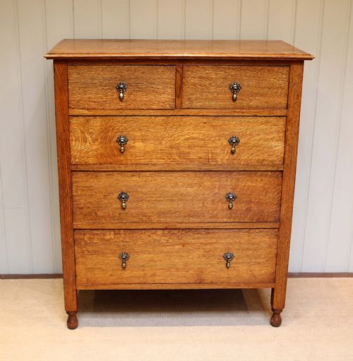 Tall Golden Oak Chest of Drawers