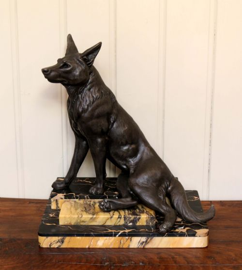 Art Deco Spelter German Shepherd