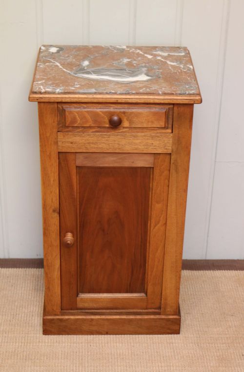Walnut Marble Top Bedside Cabinet