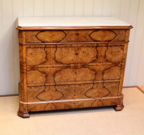 French Walnut Marble Top Commode